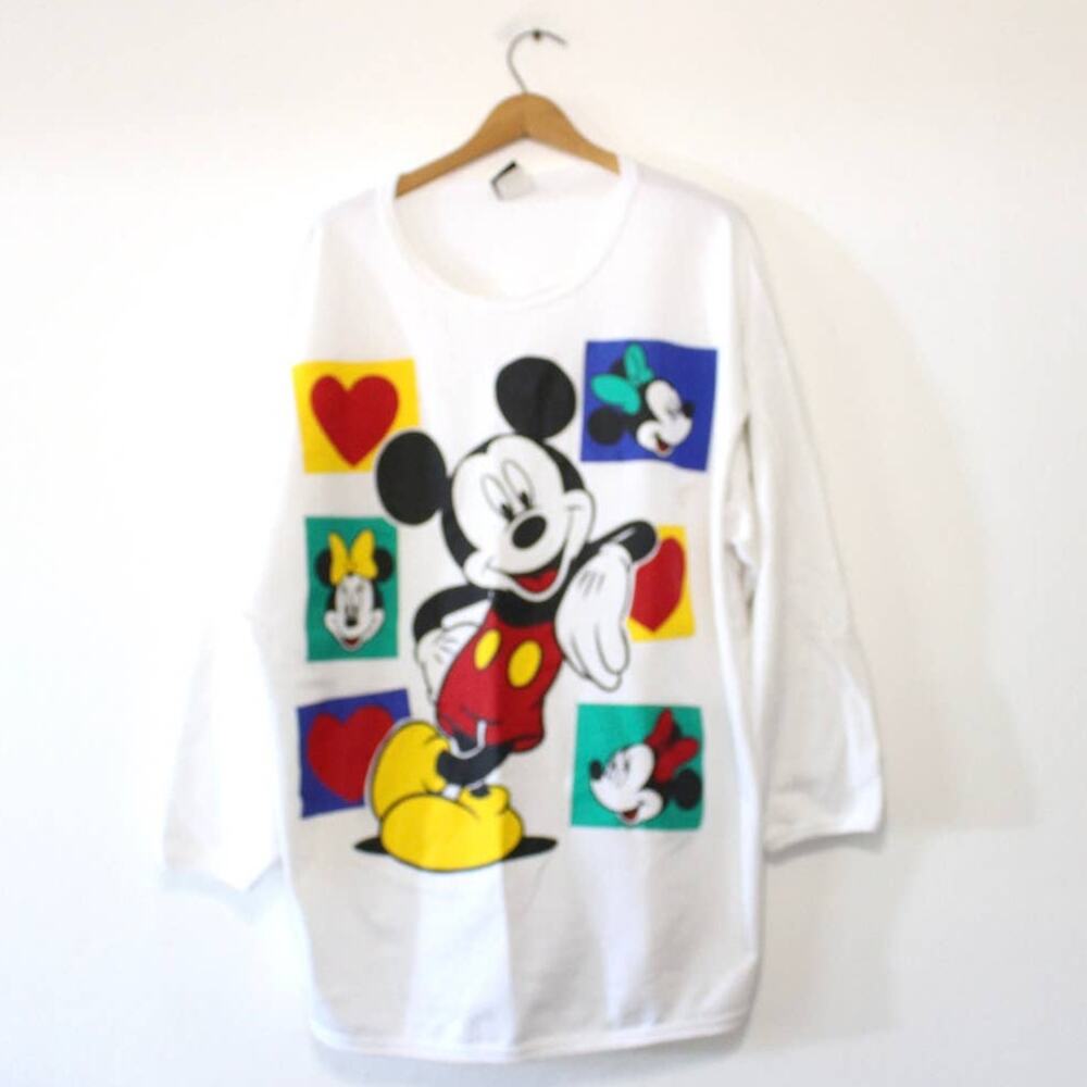 Vintage 90s Disney Mickey Mouse White Sweatshirt XXL 2X